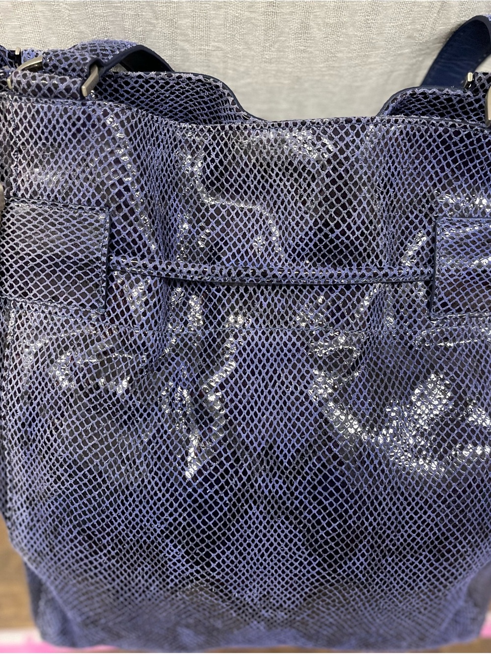 Cole Haan slate blue/purple leather  tote in like new condition!